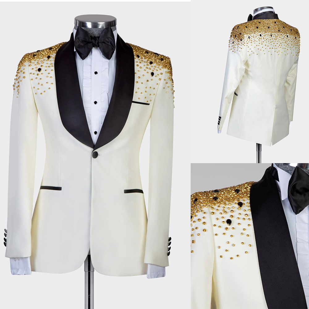Men Formal Wear Modern - Męskie luksusowe garnitury z kryształkami i