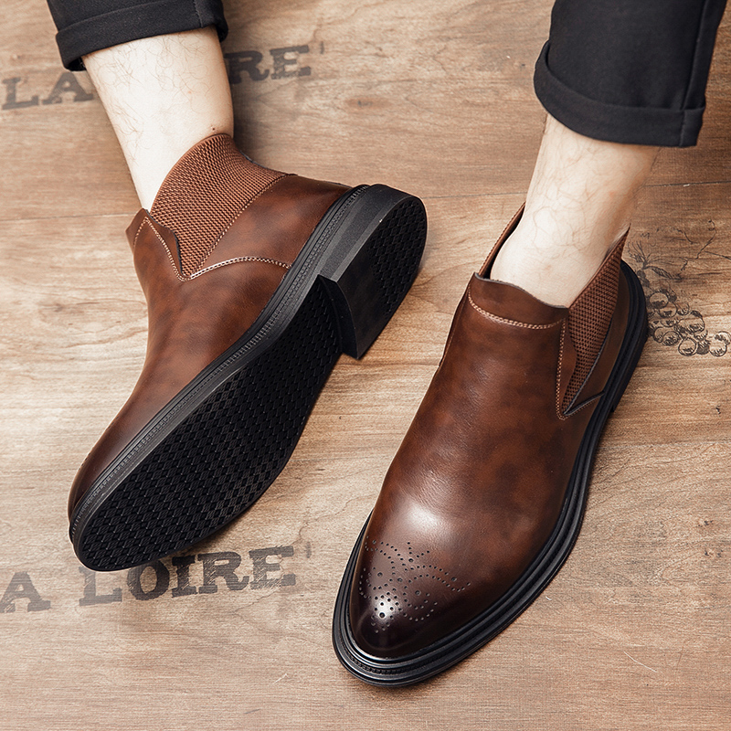 Men Formal Wear With Boots - Wysokie skórzane buty męskie, uniwersalne, w