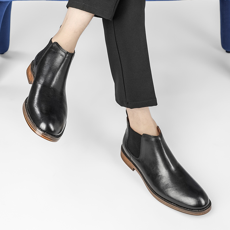 Men Formal Wear With Boots - Męskie biznesowe buty wizytowe ze skóry
